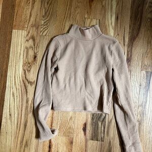 Aerie Beige Waffle Knit Turtleneck